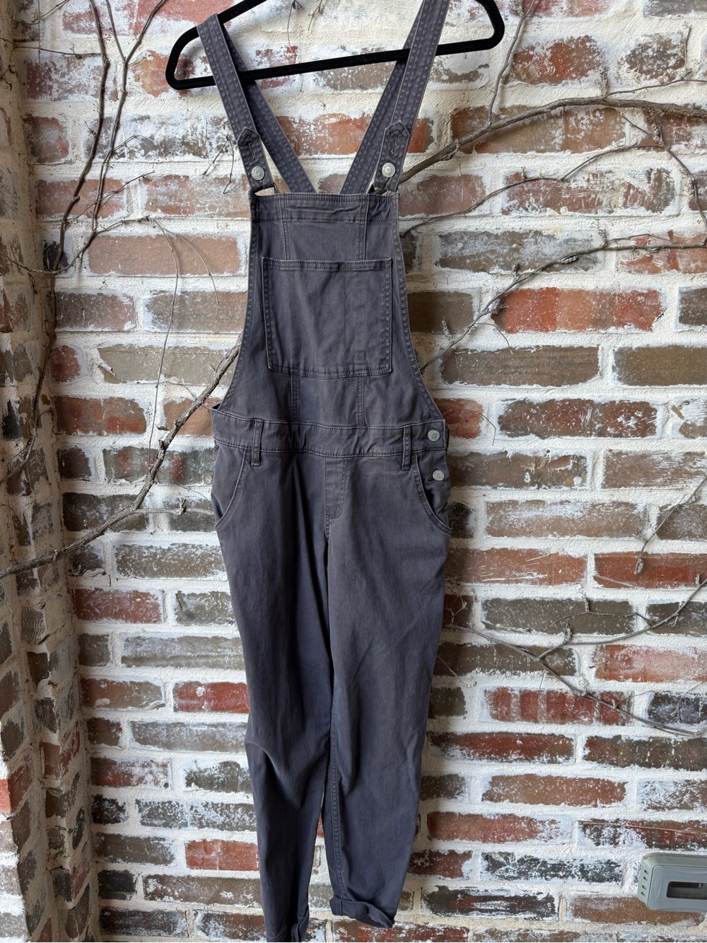 Hollister Charcoal Gray Twill Skinny Overalls
